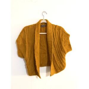 By Anthropologie XS/S Mustard Yellow Fuzzy Soft Cropped Cardigan Sweater EUC